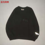 ESC2 Men's and women's three-dimensional laminated raglan sleeves round neck plus fleece sweater loose fit