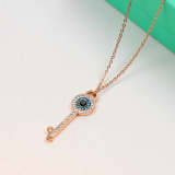 TN73 18K Rose Gold Key Fancy Diamond Full Diamond Couple Necklace  Jewelry