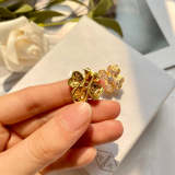 VAE24  Four hearts full of diamond flowers, high carbon diamond full diamond earrings
