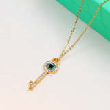 TN73 18K Rose Gold Key Fancy Diamond Full Diamond Couple Necklace  Jewelry