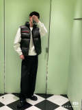 SPC3 Red label pressed rubber down vest, male and female couples