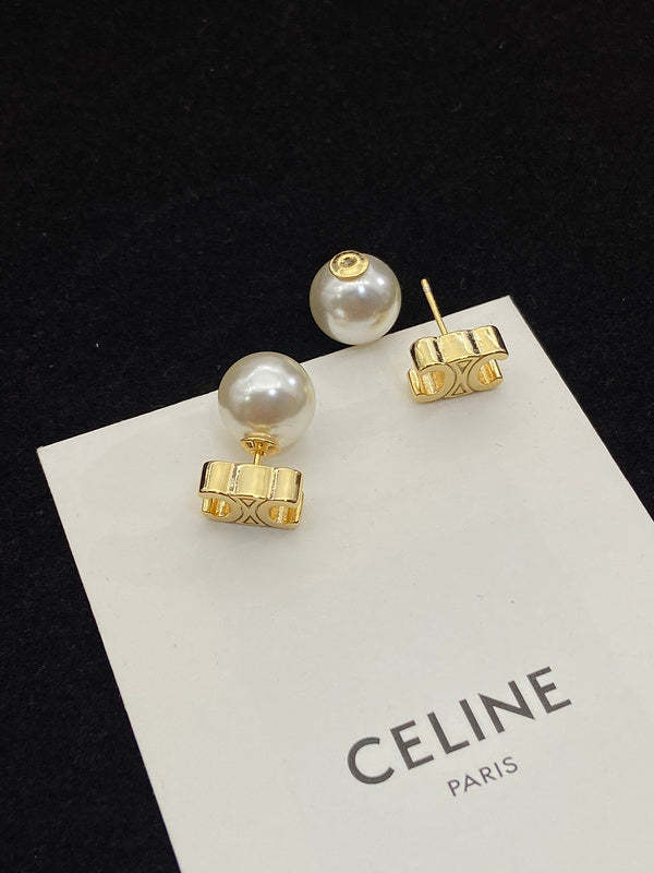 CEE5 Rotary door pearl stud earrings Jewelry