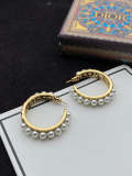 GE70  Pearl lettering vintage inlaid half-loop stud earrings   Jewelry