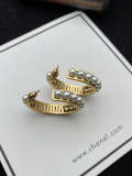 GE70  Pearl lettering vintage inlaid half-loop stud earrings   Jewelry