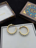 GE70  Pearl lettering vintage inlaid half-loop stud earrings   Jewelry