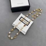 GUN7  New interlocking double G flower pearl necklace  Jewelry