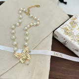 X585  Bow pearl necklace