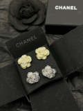 A1089   Women's camellia studded with diamond earrings  jewelry