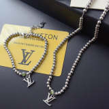 X661  Men's titanium steel bracelet necklace set jewelry