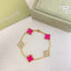 VAB48  New Five Flower Diamond Rose Red Bracelet Jewelry