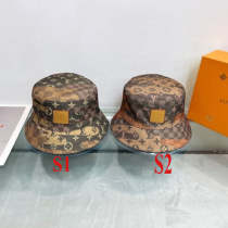 LVH68 New trendy men's and women's double-sided fisherman hat with brown front and black back Hat