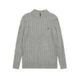 LFC18 New high-quality men's and women's ruff half zip solid pony embroidery logo Fried Dough Twists knitting sweater Clothing