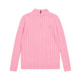 LFC18 New high-quality men's and women's ruff half zip solid pony embroidery logo Fried Dough Twists knitting sweater Clothing