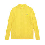 LFC18 New high-quality men's and women's ruff half zip solid pony embroidery logo Fried Dough Twists knitting sweater Clothing