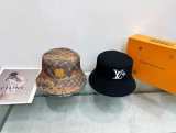 LVH68 New trendy men's and women's double-sided fisherman hat with brown front and black back Hat