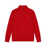 LFC18 New high-quality men's and women's ruff half zip solid pony embroidery logo Fried Dough Twists knitting sweater Clothing
