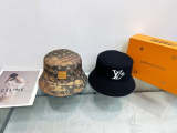 LVH68 New trendy men's and women's double-sided fisherman hat with brown front and black back Hat