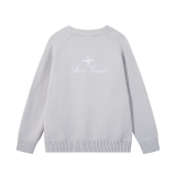 STC27 Men's and Women's V-neck Button Double Pocket Ribbed Edge Back Logo Embroidered Knitted Sweater Clothing
