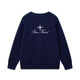 STC27 Men's and Women's V-neck Button Double Pocket Ribbed Edge Back Logo Embroidered Knitted Sweater Clothing