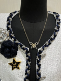 CHN69   Women's Color blocked Bow Full Diamond Necklace Jewelry