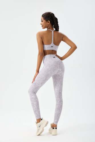 zalo5106   Women's Beautiful Back Top Bare Sensation Speed Drying Training Camouflage Pattern Yoga Clothing Set