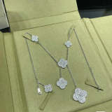 VAN45  New women's full diamond six flower necklace jewelry