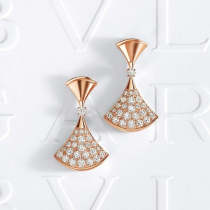 BVE3 small fan with full diamond earrings, women's jewelry, 316 stainless steel