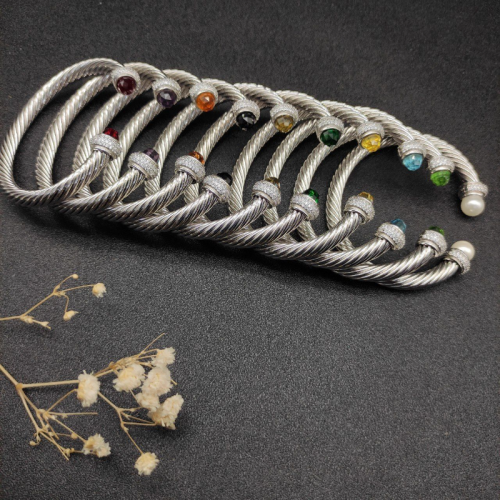 DVB1 David 7MM Twisted Open Bangle Bracelet Trendy European American Hand Jewelry No Packaging