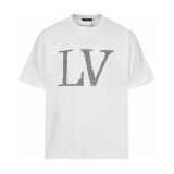 LVC055 High quality men's and women's pure cotton summer short sleeved T-shirt with diamond inlay clothing