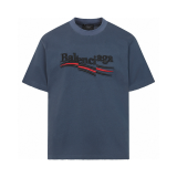 BAC41 High quality men's short sleeved heavy-duty embroidered T-shirt, pure cotton top Clothing