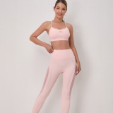 zalo5111  Women's sports bra with thin shoulder straps, yoga bra set, high waisted yoga pants clothing