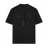 LVC055 High quality men's and women's pure cotton summer short sleeved T-shirt with diamond inlay clothing