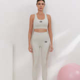 zalo5108   Women's nude elastic plus size sports pants yoga suit set fitness gathering shock-absorbing bra clothing