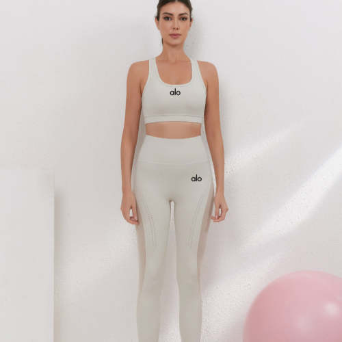 zalo5108   Women's nude elastic plus size sports pants yoga suit set fitness gathering shock-absorbing bra clothing