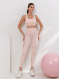 zalo5108   Women's nude elastic plus size sports pants yoga suit set fitness gathering shock-absorbing bra clothing