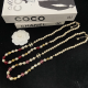 CHN113  Women's Double C Pearl Long Necklace/Sweater Chain Jewelry