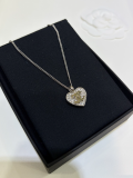CHN109  Women's 26P Full Diamond Love Double C Earrings Necklace Set Jewelr
