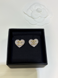 CHN109  Women's 26P Full Diamond Love Double C Earrings Necklace Set Jewelr