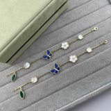 VAB101 Butterfly bracelet, high-end flower and green leaf necklace jewelry ring