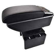 Armrest PU Leather Center Console Storage Box Support Arm Rest Tray Black