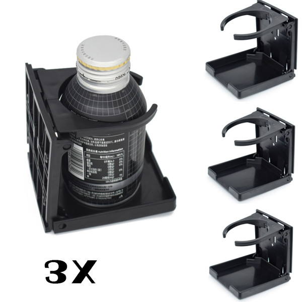 3X Black Universal Car Auto Folding Beverage Drink Cup Bottle Holder Stand Mount