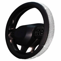 PU Leather Bling Crystal Steering Wheel Cover Protector Diamond Rhinestones Car