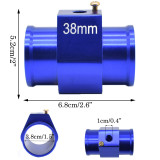 Car 38mm Water Temp Temperature Radiator Hose Joint Pipe Adapter Blue Universal 