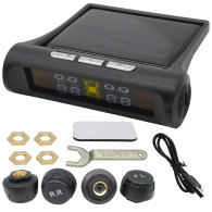 Car Wireless Solar TPMS LCD Tire Pressure Monitoring System w/ 4 External Sensor 