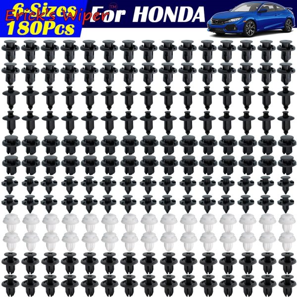 180x 6 Sizes Auto Fastener Car Body Push Pin Rivet Trim Clips Bumper Fender Retainer For Honda Civic Accord CR-V