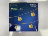 Lumineo Micro LED String Lights Indoor Warm White Gold Ball Geometric 3 AA