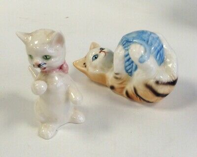 Vintage West Germany Miniature Cat Ceramic Figurines Collectible Retro Kitsch