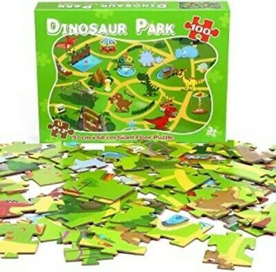 Kids Floor Puzzle Dina Park 100 Piece Dinosaur World Jigsaw Puzzle 38 L x 27 W