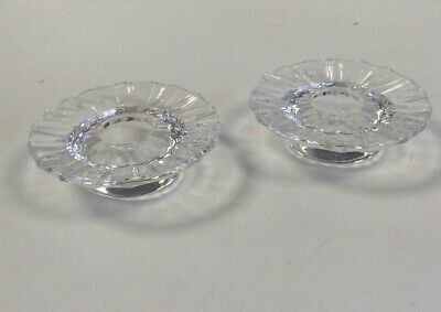 Villeroy + Boch Crystal Cut Glass Candle Holders Pair Frilled Edge Design #817