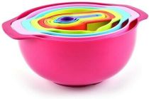10Pcs Stackable Mixing Bowls Set Rainbow Style with Handle Pour Spout Nesting
